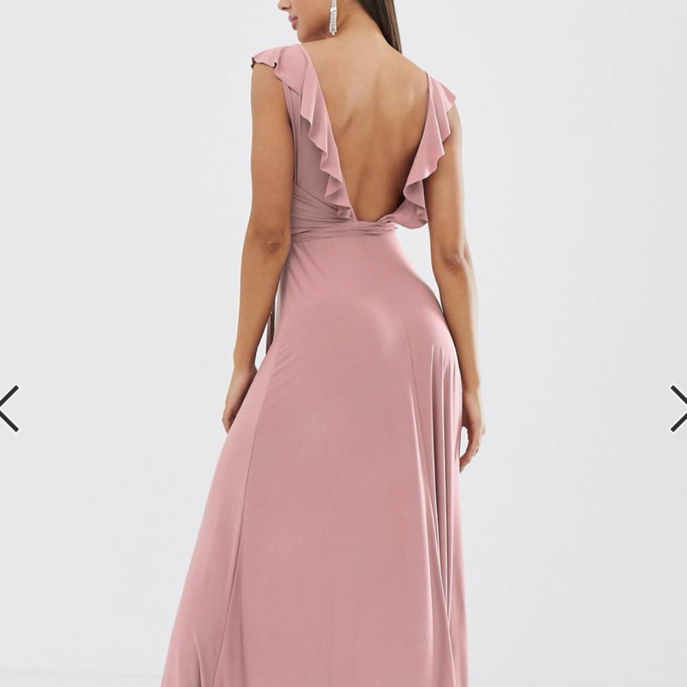 ASOS DESIGN ruffle wrap maxi dress with tie detail - Picture 3 of 4